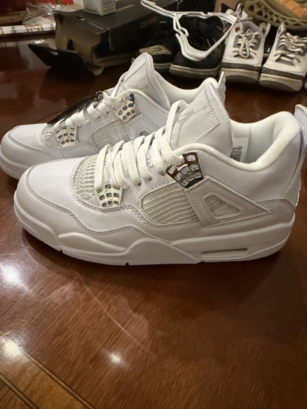 NEW Air Jordan 4 Pure Money White Silver Sneakers US 7